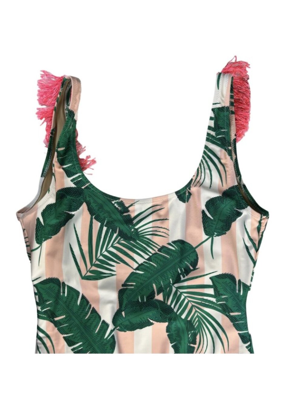 Shade Critters One Piece Swim Suit Size 10 Green Pink Palms Fringe Pool Summer - Picture 3 of 9